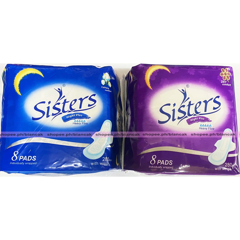 SISTERS NIGHT USE FEMININE PADS NAPKIN NET COTTONY (8 PADS) (BEAUTY SECTION) ^ Shopee Philippines