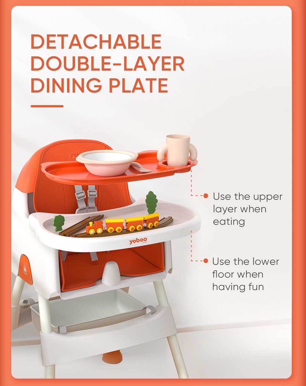 Yoboo Multifunctional Baby High Chair Baby Dining Compartment Booster