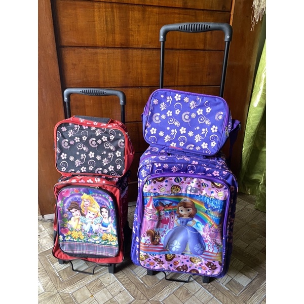 2 in 1 Trolley Backpack Character Stroller School Bag for Kids Girl Boy