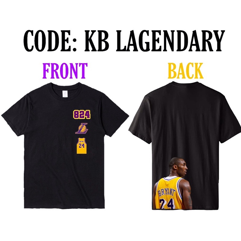 Kobe Bryant TShirt With Back Print Design Shopee Philippines