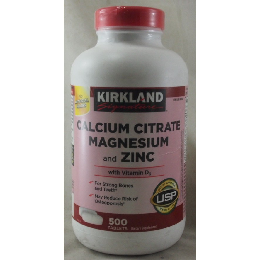 Kirkland Calcium Citrate, Magnesium & Zinc, 500 Tablets Shopee