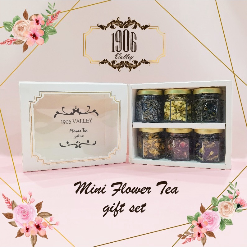 1906 VALLEY 6 PCS Mini Flower Tea Gift Set Box Rose, Lavender