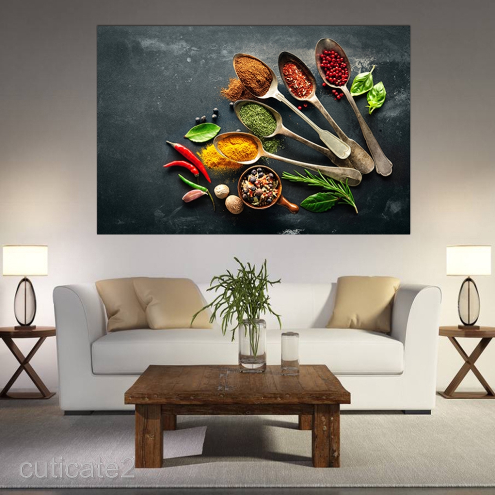 Kitchen Wall Art With Spices, Colorful Kitchen Canvas Picture Painting Shopee Philippines