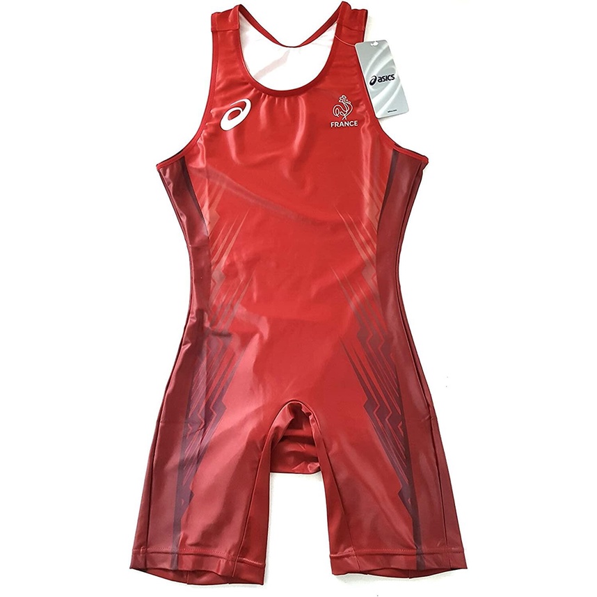 Men's Wrestling Singlet Red Pro Elite Team France Pro Leichtathlet
