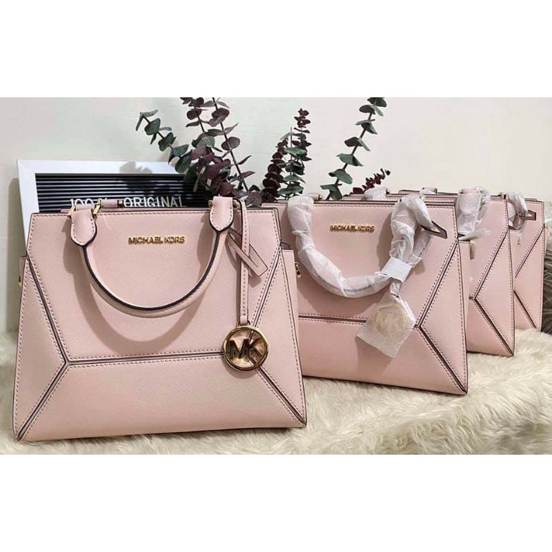Michael Kors Prism Medium Messenger Satchel Powder Blush Pink Shopee