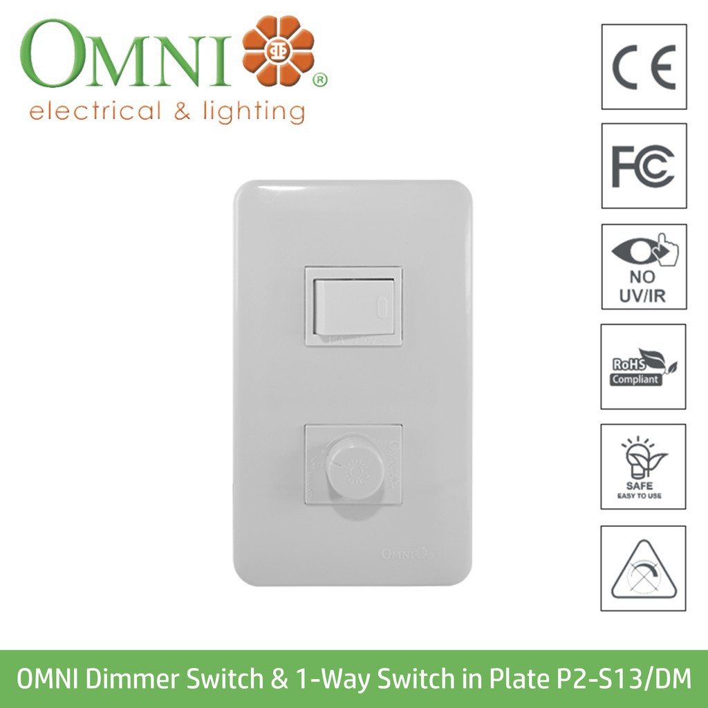 OMNI Dimmer Switch & 1Way Switch in Plate P2S13/DMPK Shopee