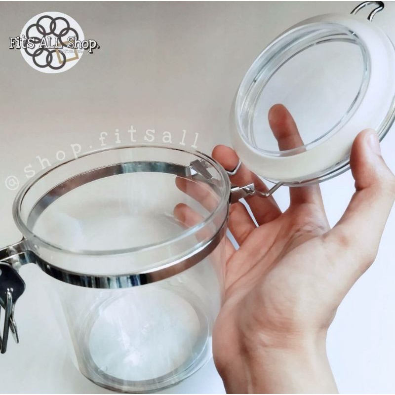 2pcs. Airtight Acrylic Food Containers 600ml [FITS ALL]Stainless Lock