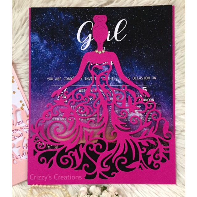Bella Debut Birthday Die Cut Invitation Card Shopee Philippines