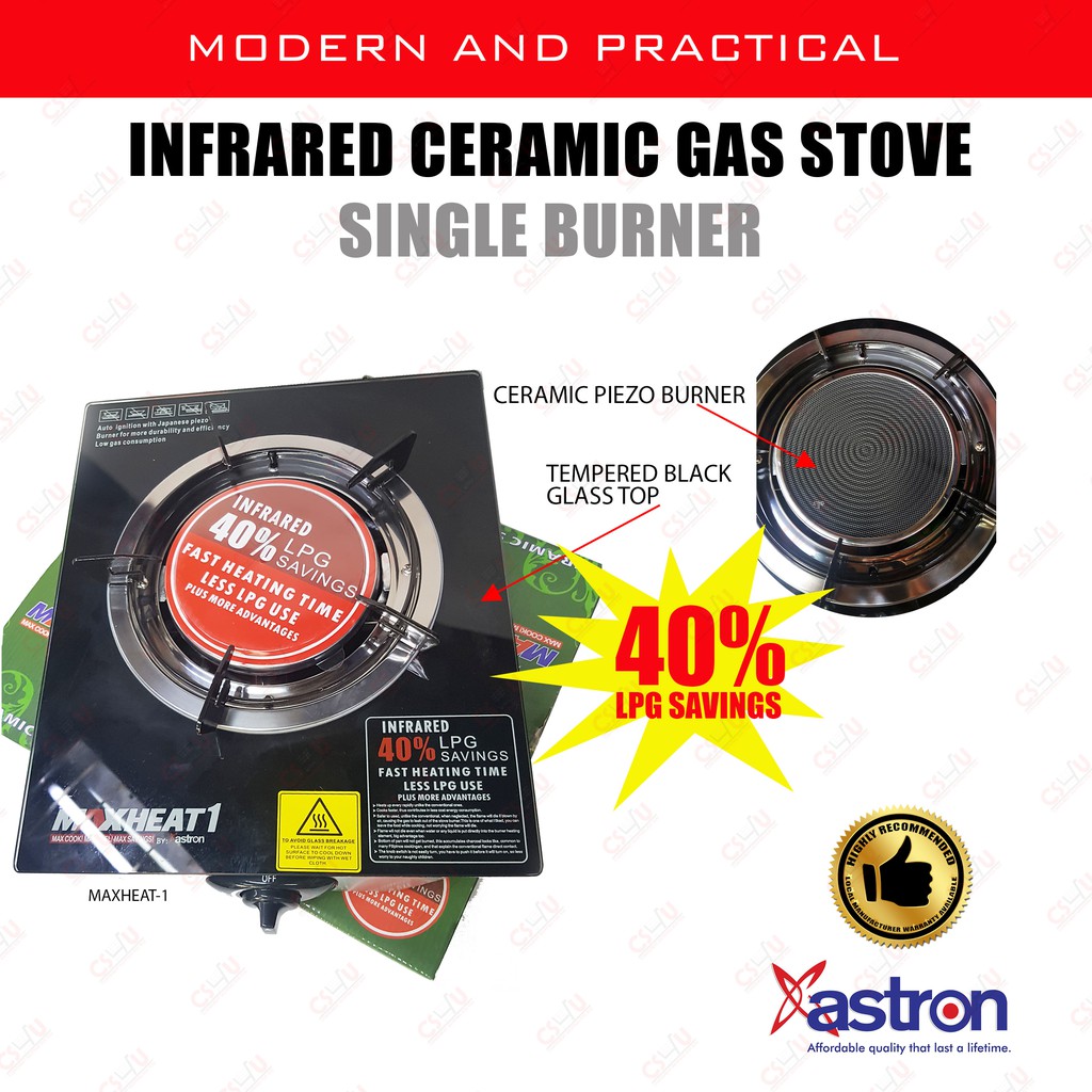 SINGLE BURNER INFRARED CERAMIC BURNER TEMPERED GLASS TOP GAS STOVE