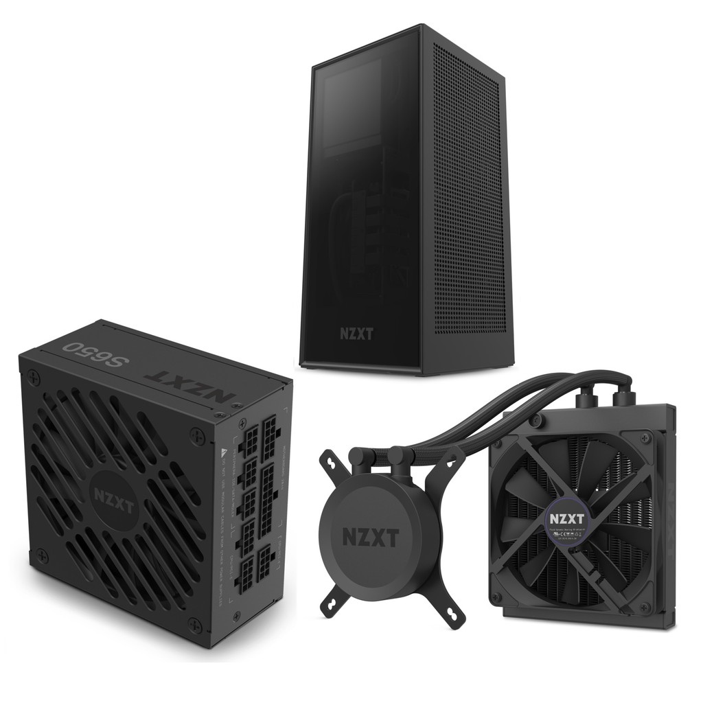 Nzxt H1 Black With 140 Watercooler With Riser With 650W SfxL Modular