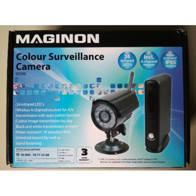 MAGINON COLOUR SURVEILLANCE CAMERA WITH WIRELESS 4 CHANNEL RECEIVER