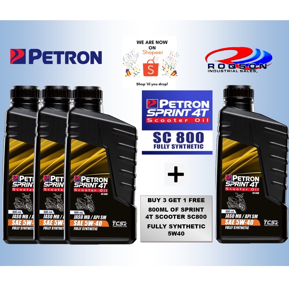 PETRON SPRINT 4T SC800 SCOOTER OIL FULLY SYNTHETIC SAE 5W40 (3 PCS