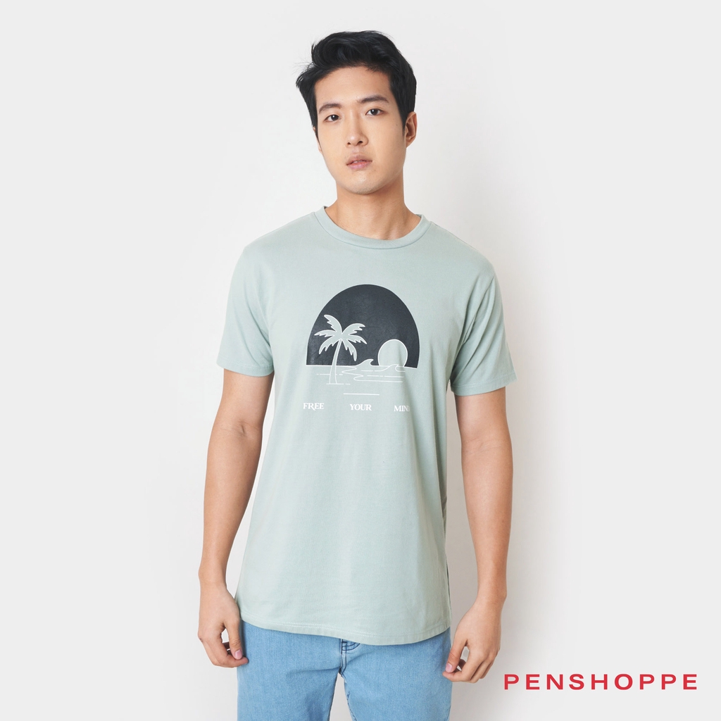 Men's SemiFit Graphic Tee (Seafoam Green) Shopee Philippines