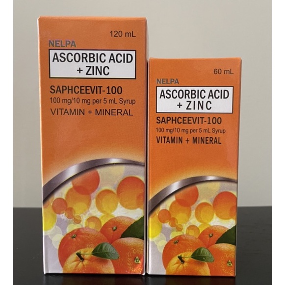 SAPHCEEVIT Ascorbic acid + Zinc for 112 years old 120ml per bottle FDA Approved Shopee