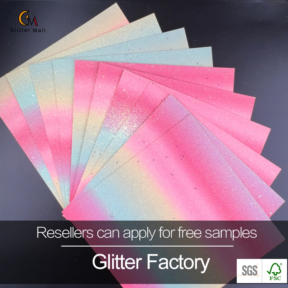 Multicolor Gradient Color Stars SERIES 250GSM 305*305mm 12"*12" FSC Glitter Cardstock Glitter