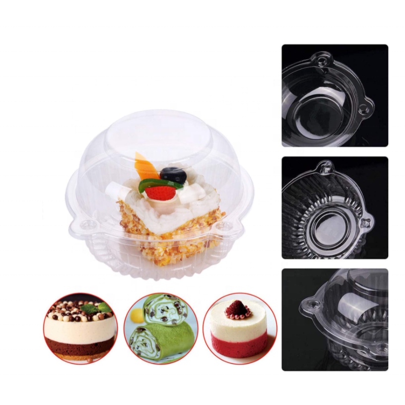 100pcs Disposable round cake breadbox plastic container case packaging