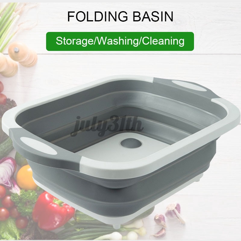 【Good Quality】Plastic Portable Camping Folding Wash Basin Collapsible Bucket/ Dish Tub
