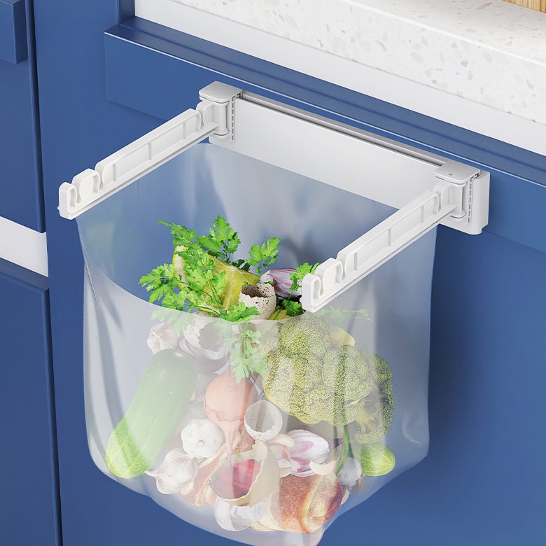 Adjustable Kitchen Trash Rack Door Garbage Bags Holder Closet