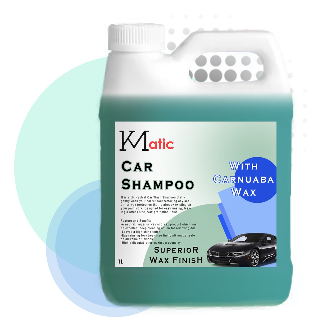 KMatic Car Shampoo Wax Shine (Superior) with Carnauba wax1 Liter