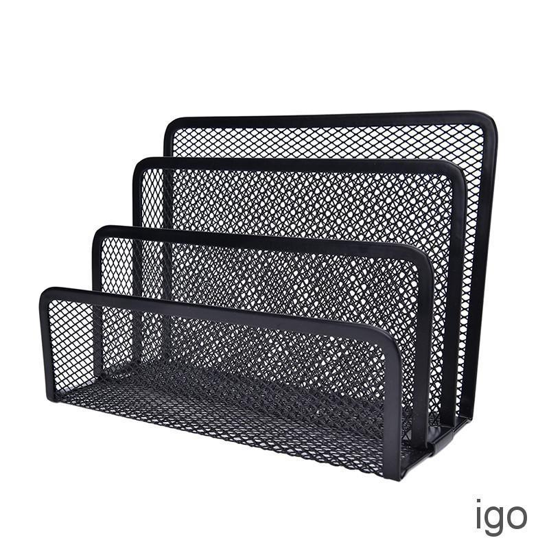 IGO Black Mesh Letter Paper File Storage Rack Holder Tray Organiser