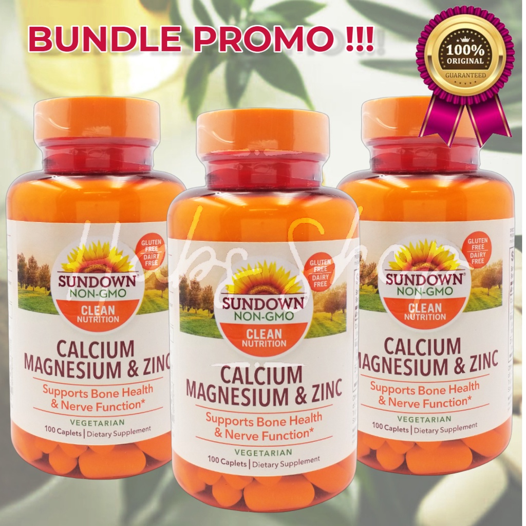 Sundown Naturals Calcium Magnesium & Zinc 100 Caplets ( BUNDLE