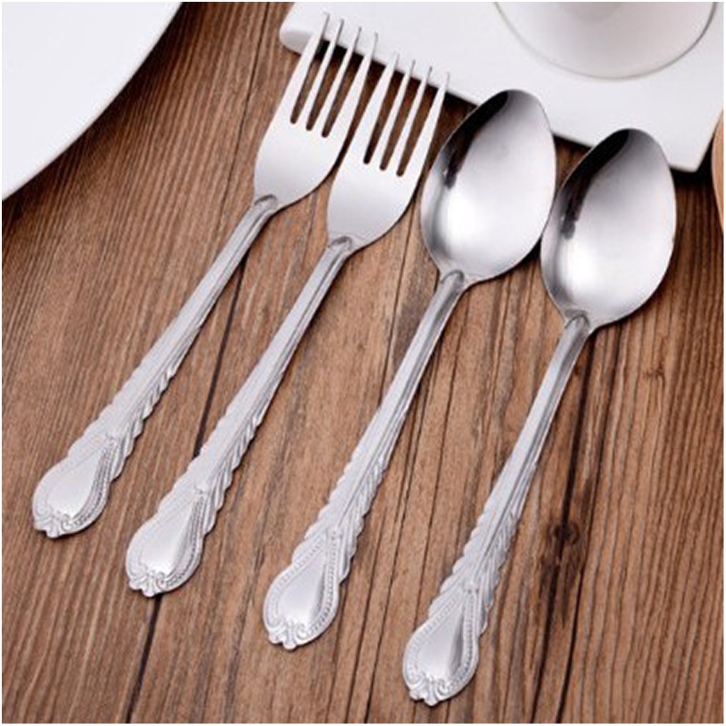 COD 12pcs Stainless Spoon Fork Dinner ExtraFine Dessert Spoon and Fork