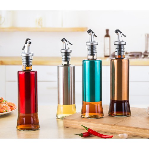 300ml Bottle Clear Glass Sauce Oil Dispenser Stainless Steel Jar Shopee Philippines