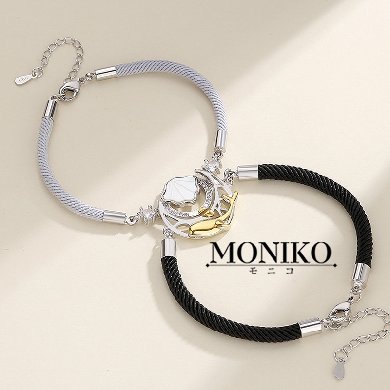 MONIKO Original Design Black and White Couple Bracelet The Moon and the Whale leather Shopee
