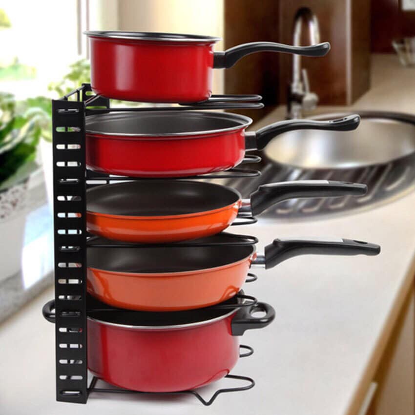 5/8 Layer Pan Organizer Pot Rack Lid Holder Cookware Adjustable Heavy