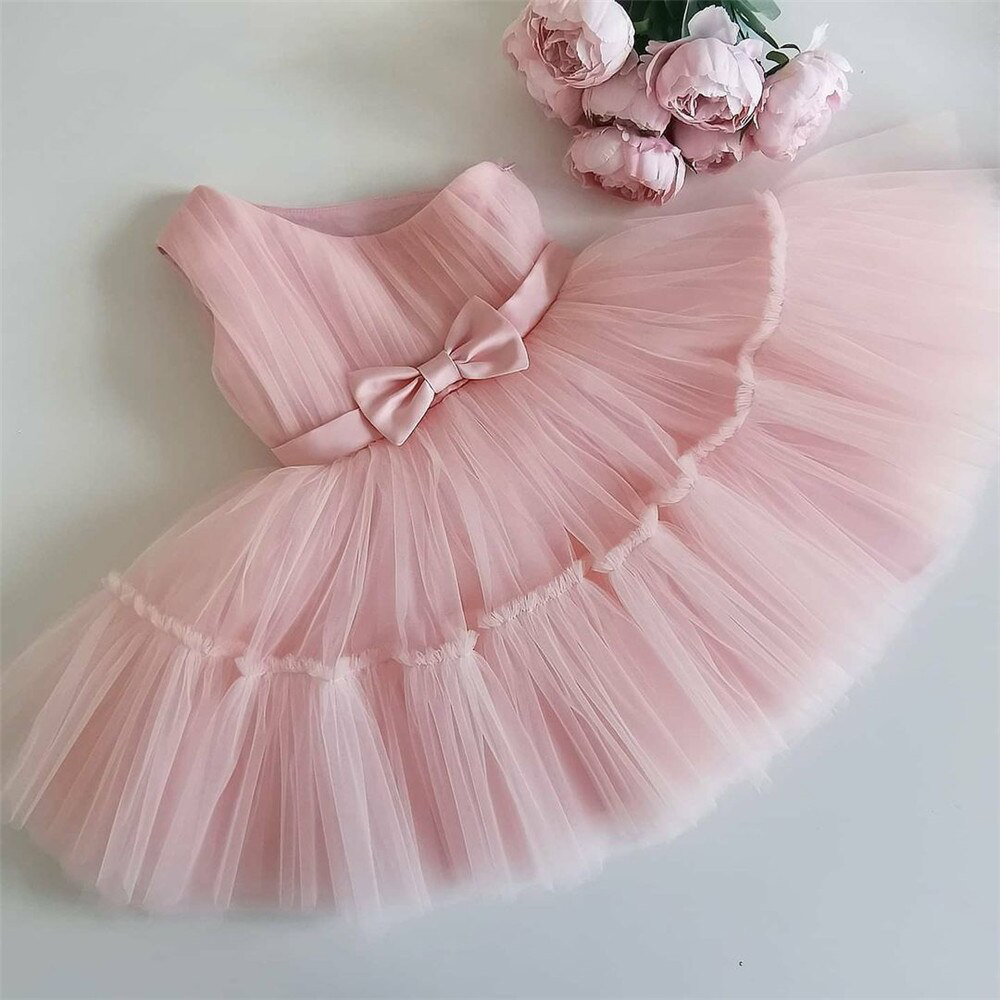Baby Girl Princess Dress 1 Year Birthday Dress Oneshoulder Lace Tulle