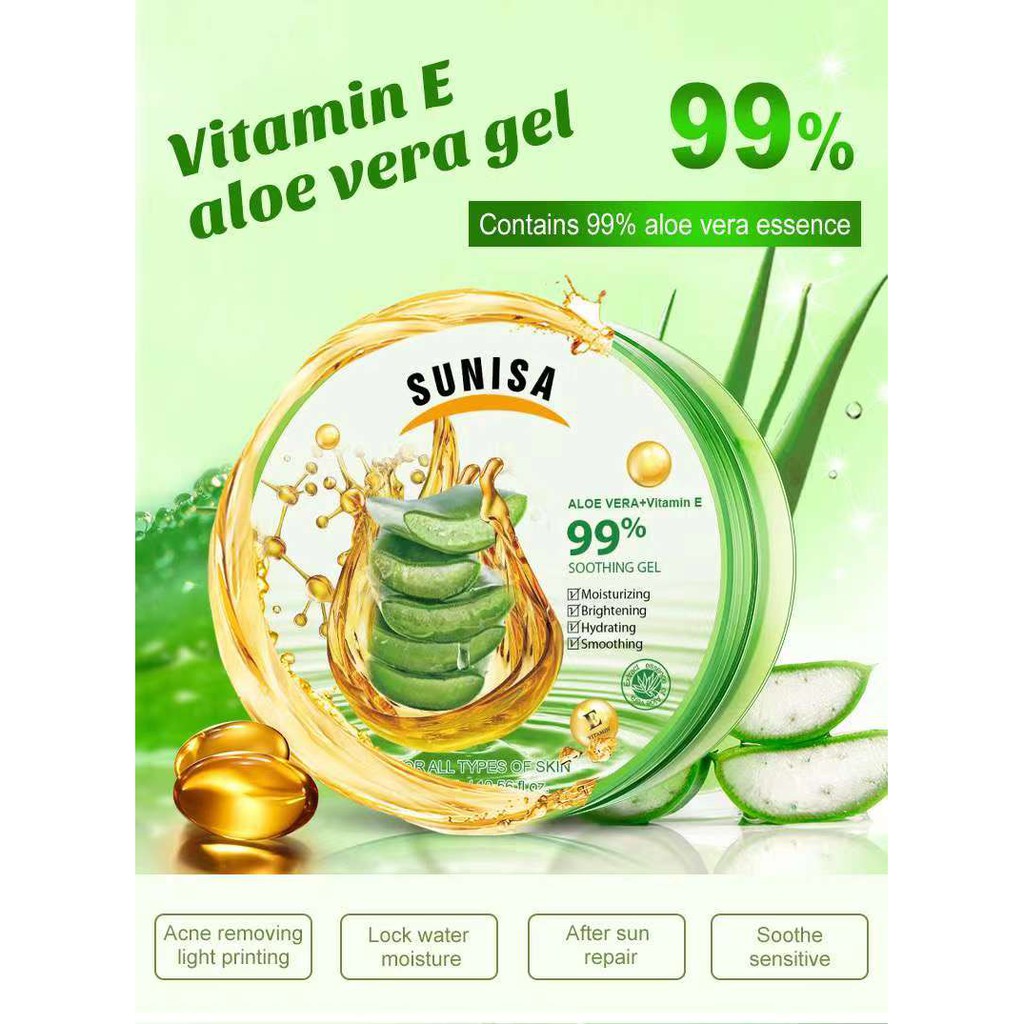 SUNISA 99 ALOE VERA & Vitamin E Soothing Gel Moisturizing Brightrning