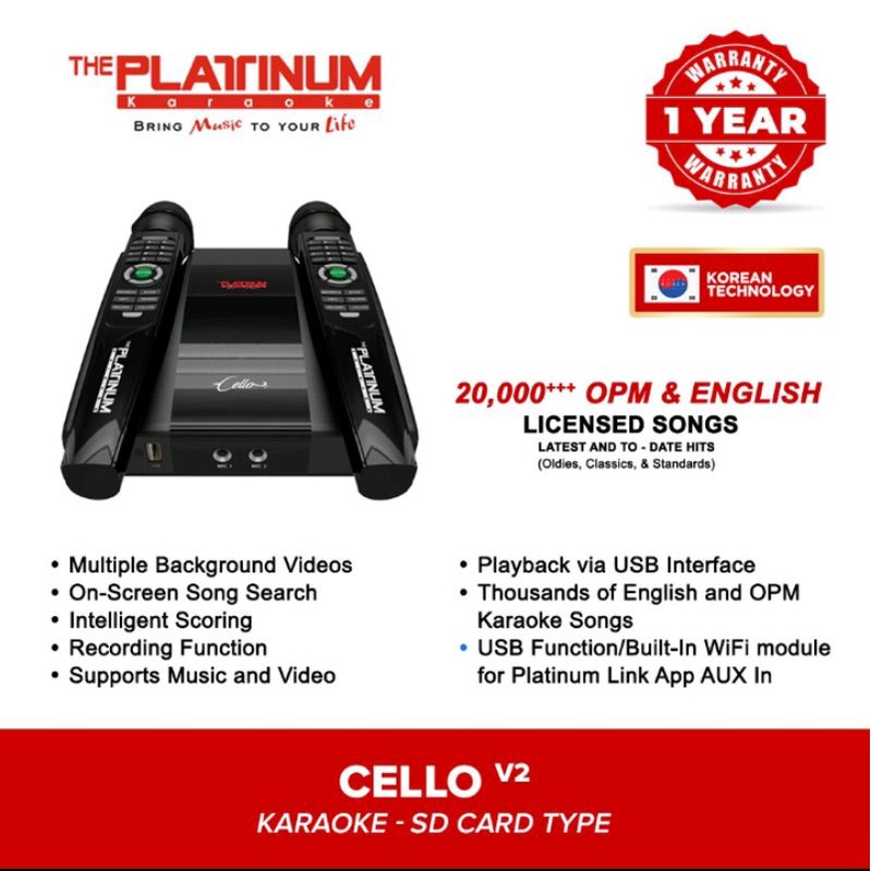 THE PLATINUM KARAOKE WIRELESS MIC CELLO V2 SD CARD 32GB Shopee