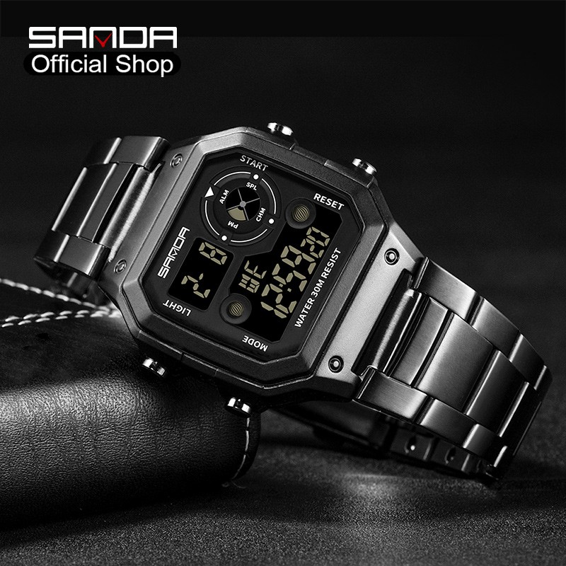 SANDA Men's Sport Stainless Steel Digital Watch Shopee Philippines