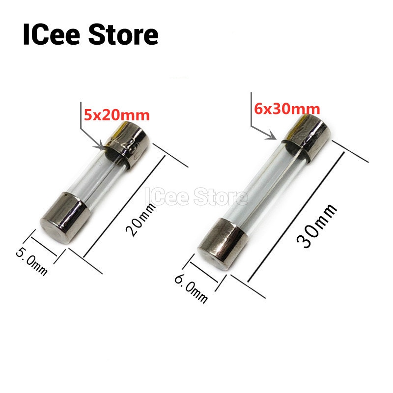 10Pcs Fast Quick Blow Glass Fuse Tube 5*20mm 6*30mm 250V 0.1A 0.2A 0.5A