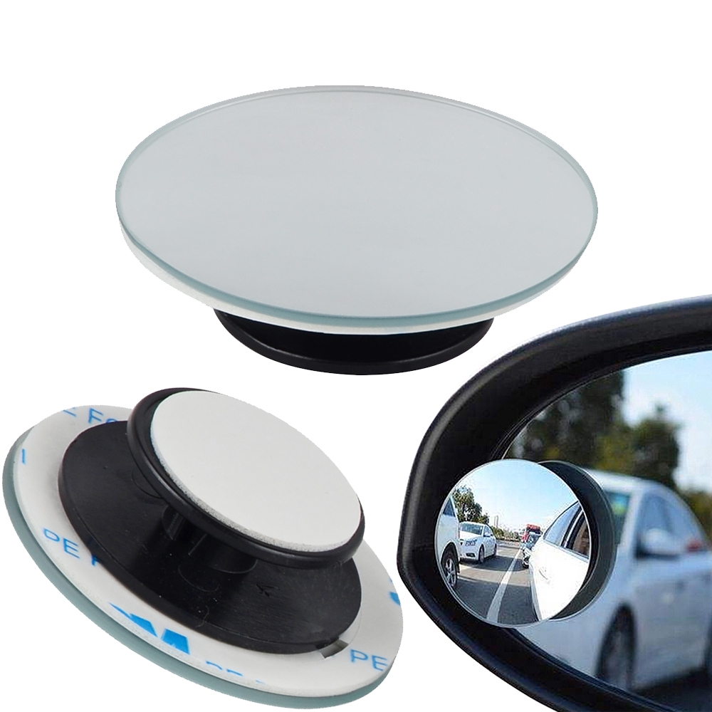 1X Car Motorcycle 360 Degree Rotation Framless Blind Spot Mirror Round