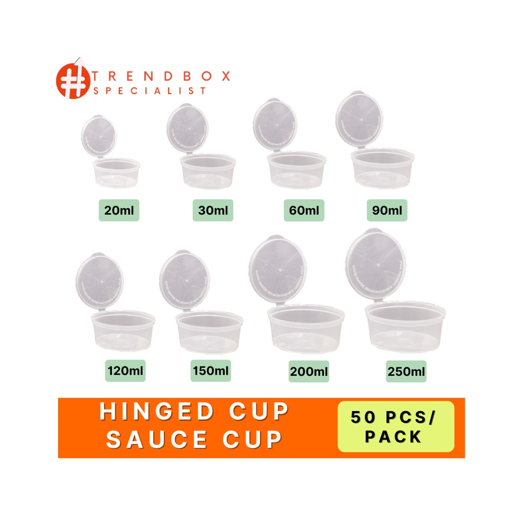 SKZ Donewell Hinged Cup Microwavable Sauce Cup Salad Container 50PCS