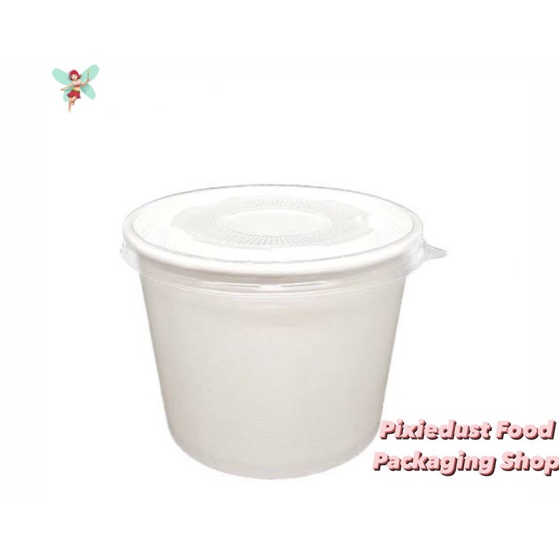 (50pcs) Rice Meal Paper Bowl with Lid Set Plain Food Grade Shopee