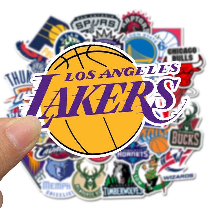 32pcs NBA Team Logo Waterproof Sticker Nonredundant Luggage/Laptop/Phone/Guitar Funny Sticker