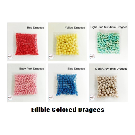 Edible Colored Dragees for Cake and Pastries Decorations Different