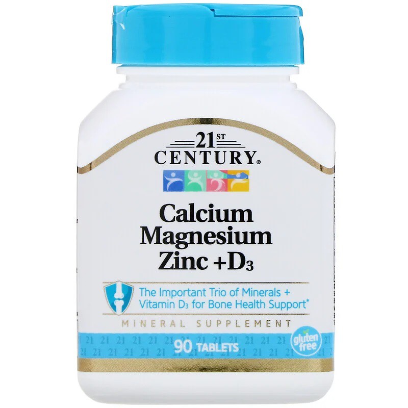 Calcium Magnesium Zinc Plus Vitamin D3 90 Tablets, 21st Century Brand