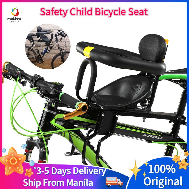 Safety Child Bicycle Seats Bike Front Baby Seats Kids Saddle with Foot Pedals Support Back Rest