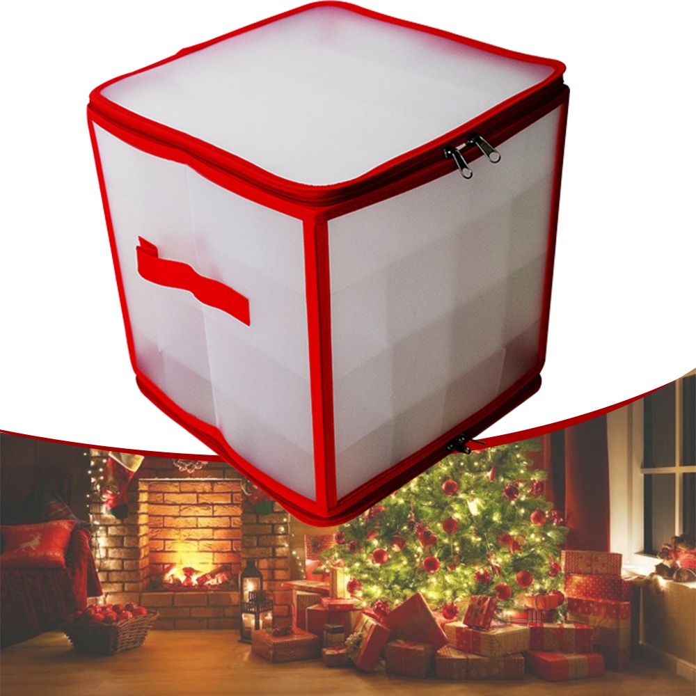 Christmas Tree Ornament Storage Box Xmas Bauble Bag Up to 64 Baubles