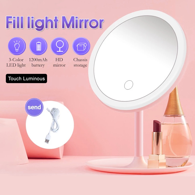 Makeup Mirror 3 Color LED Make Up Mirror Lighting Desktop Vanity Mirror