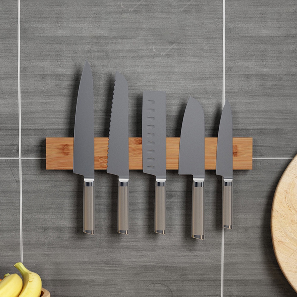 Powerful Wooden Strip Knife Holder Wall Mounted Cutlery Rack