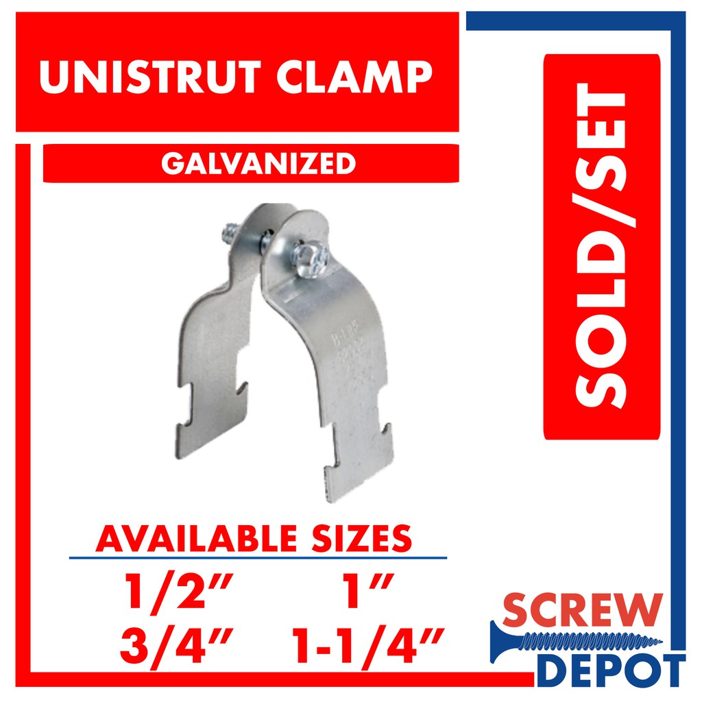 1/2" , 3/4" , 1" , 11/4" Screw Depot Unistrut Clamp Galvanized Strut