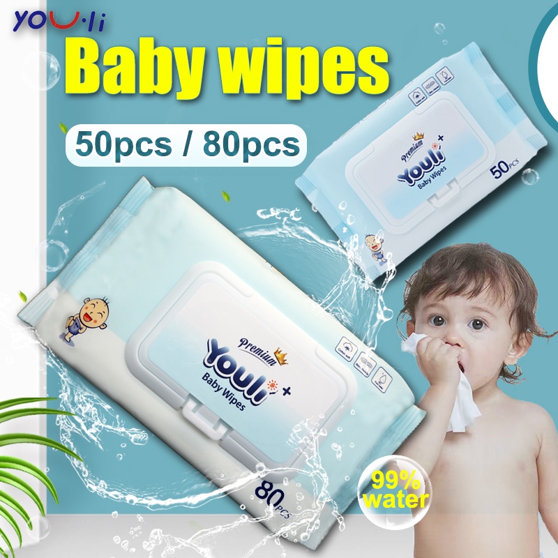 Youli Baby Wipes Clean Care Wet Wipes For Baby 80 Pcs x 6 Packs(480Pcs