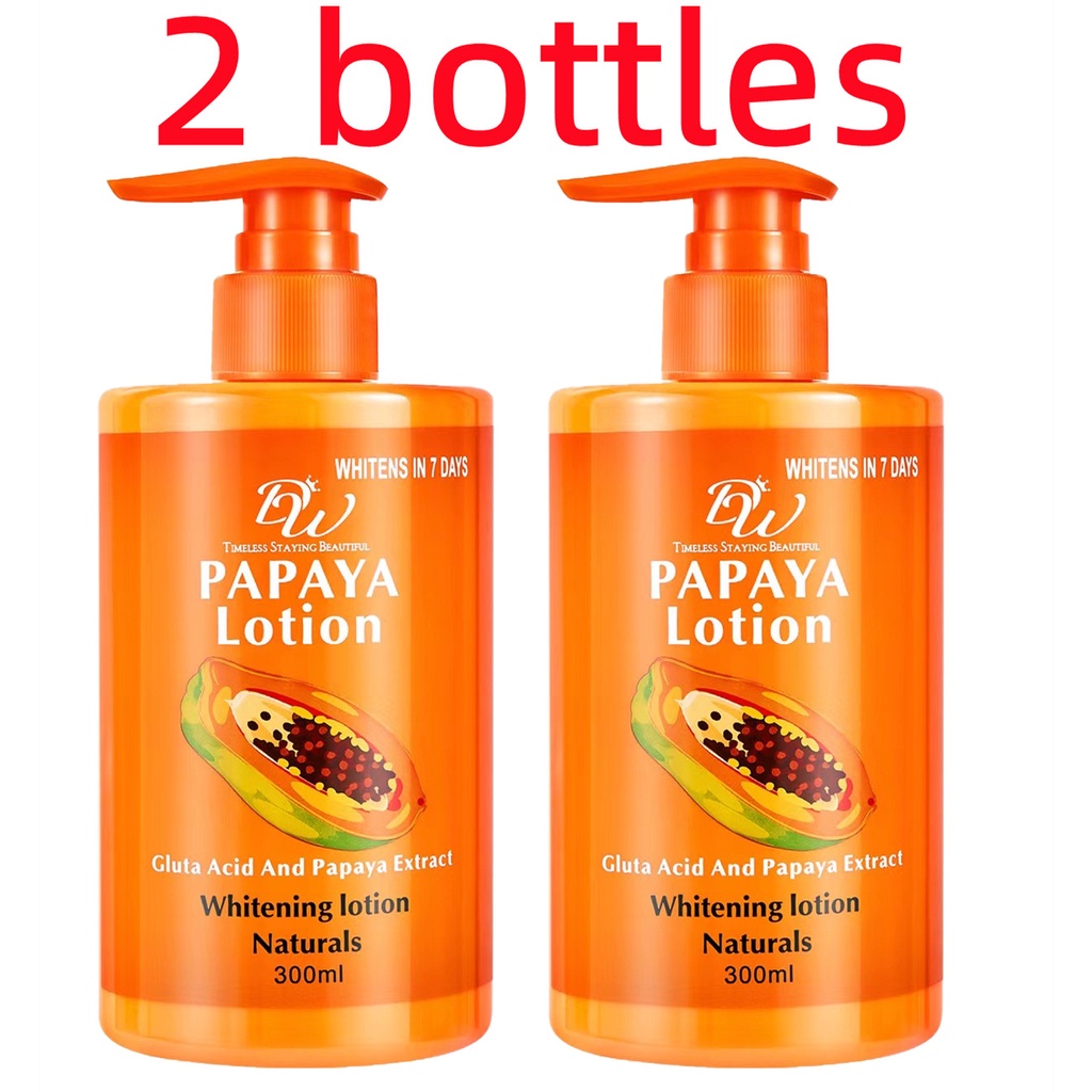 2 BOTTLE DW Whitens In 7 Days Papaya Lotion Gluta Acid And
