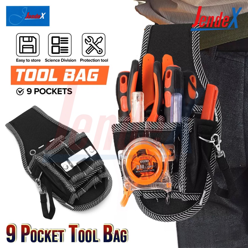 Jendex 9in1 Screwdriver Utility Kit Holder Nylon Fabric Tool Bag Waist