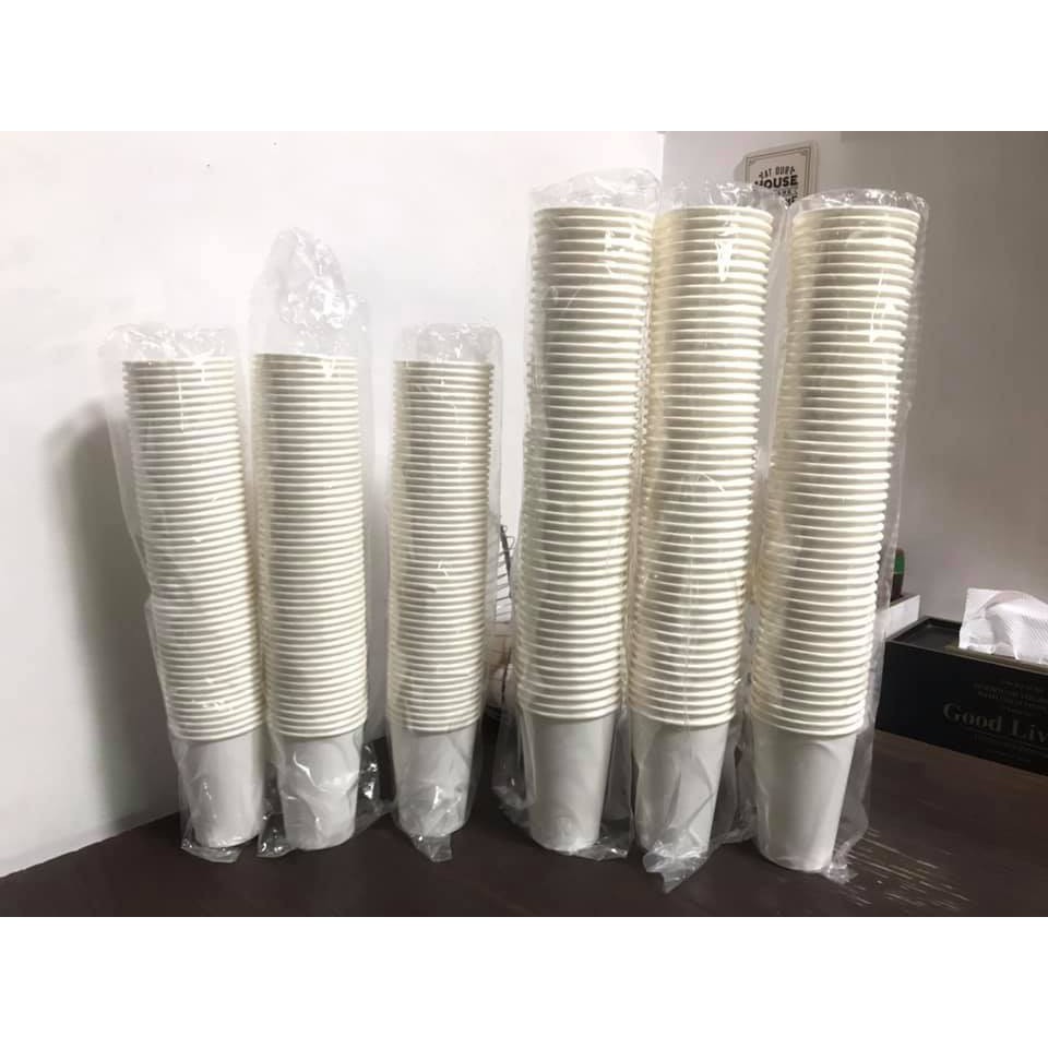 100pcs 6.5/8/10/12/16/22oz Printed/Plain High Quality Paper Cups 100