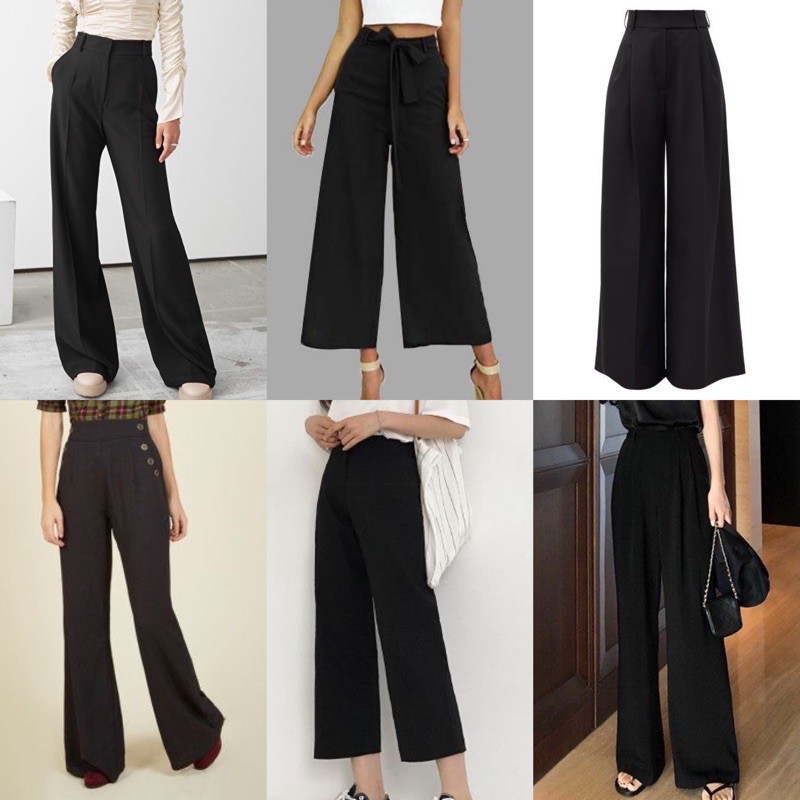 BLACK SQUAREPANTS WIDELEG TROUSERS BAGGY PANTS Casual semi formal